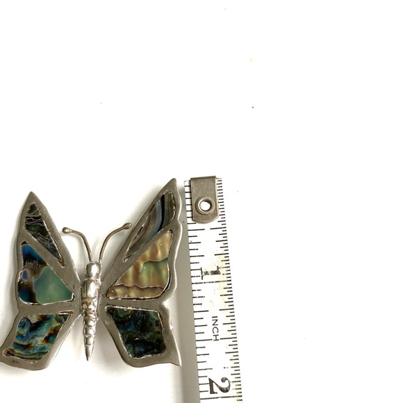 2 VTG sterling/abalone butterfly brooches - Picture 8 of 9